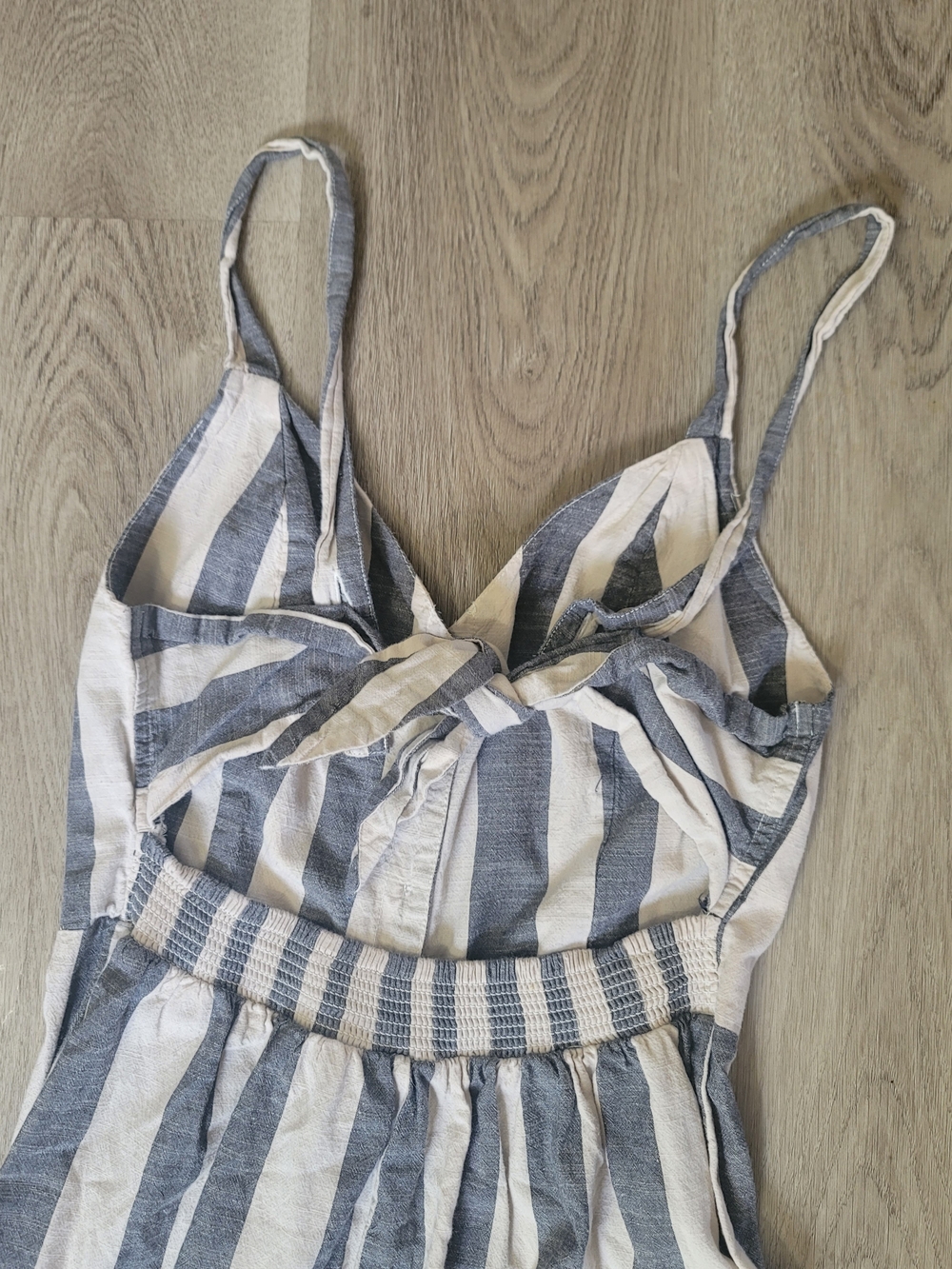 Japna Striped Wide Leg Jumpsuit Womens S Tie Front Smocked Back Coastal Beach - Picture 5 of 15